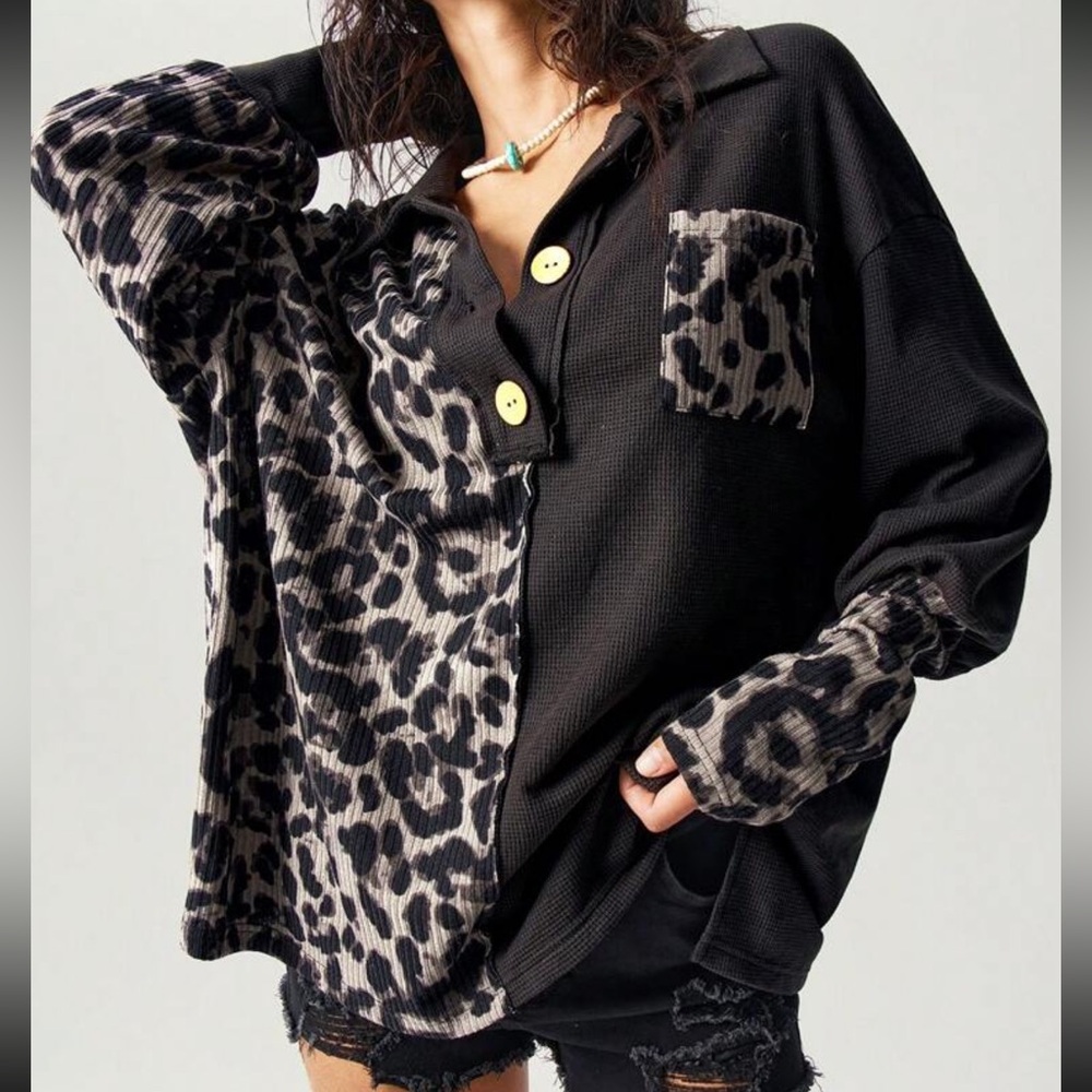 Boho style animal print long sleeve a casual type women’s size Large XL NWT - Picture 5 of 5